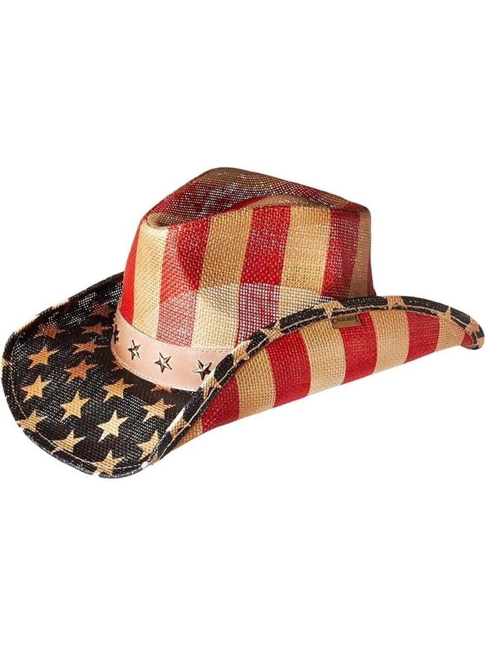 NWT Peter Grimm SUNWEAR USA Cowboy Straw HAT Western 8x7
